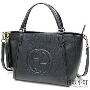 Gucci Soho Tote Bag Tassel Interlocking GG Black Calfskin Crossbody Fringe